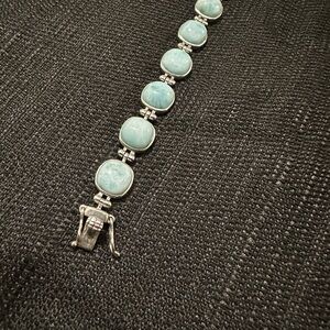 Blue larimar 925 silver tennis bracelet